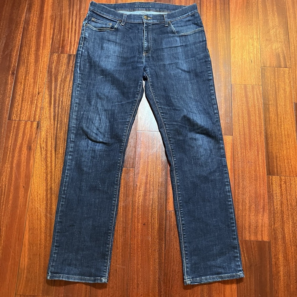 Mott & Bow Jeans Mens 36x34 Blue Dark Wash Straight Stretch STRA-Woos-Ston